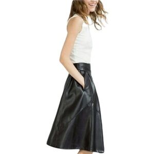 Zara black faux leather skirt pockets Sz Medium